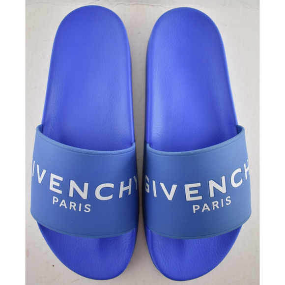 Givenchy Paris Blue White Logo Rubber Pool Slide Sandal Flip Flop Flat 44 11 main image 6
